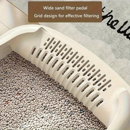 Semi-Closed High-Sided Cat Litter Box with Scoop – Splash-Proof Odor Control Tray in 2 Sizes