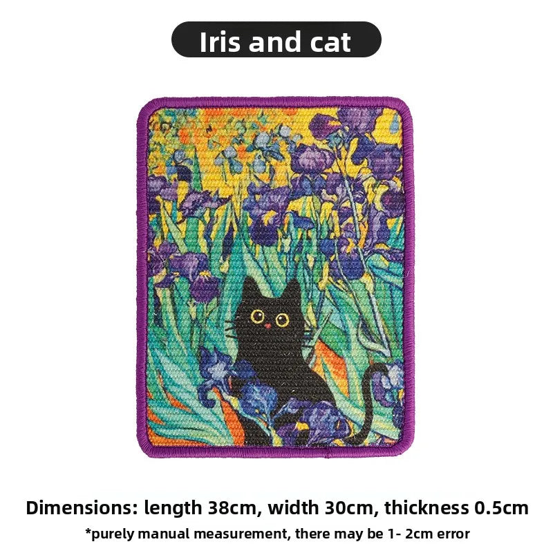Wall-Mounted "Oil Painting" Cat Scratcher – Natural Sisal Scratch Mat for Indoor Cats & Furniture Protection