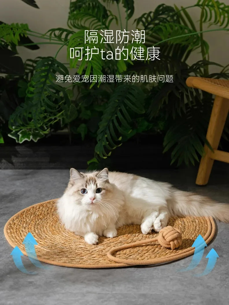 Natural Rattan Cat Scratching Mat – Durable Furniture Protector & Cooling Scratch Pad for Indoor Cats