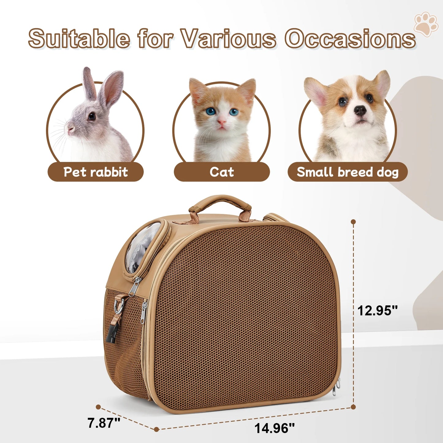 Lightweight Hands-Free Pet Travel Backpack – 2-Way View Windows & Waterproof Design for Cats up to 13lbs
