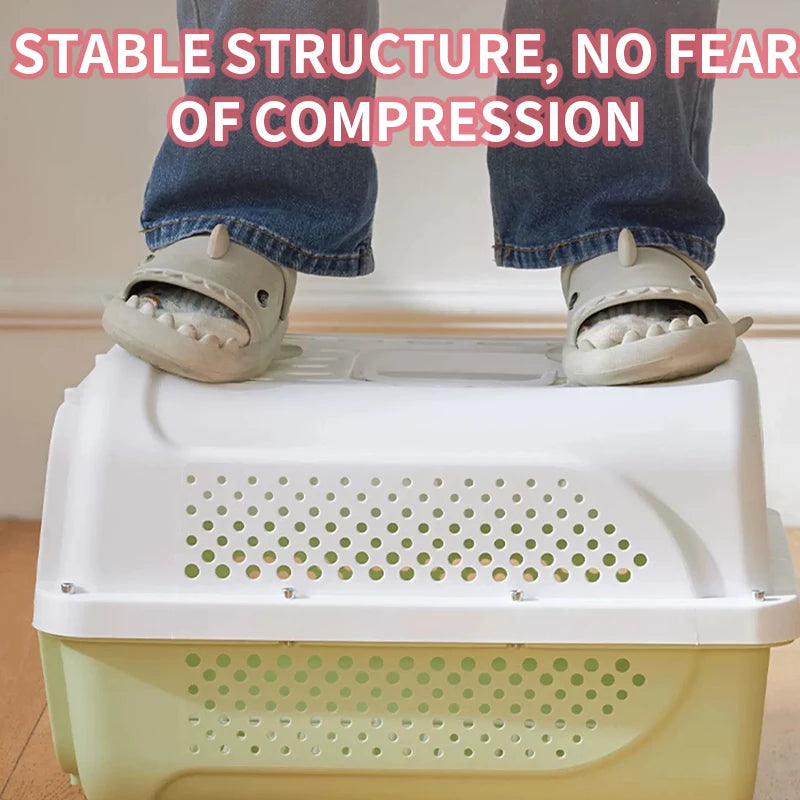 Heavy-Duty Pet Transport Box – Ventilated Travel Kennel for Cats and Small Dogs (48x35x32cm)