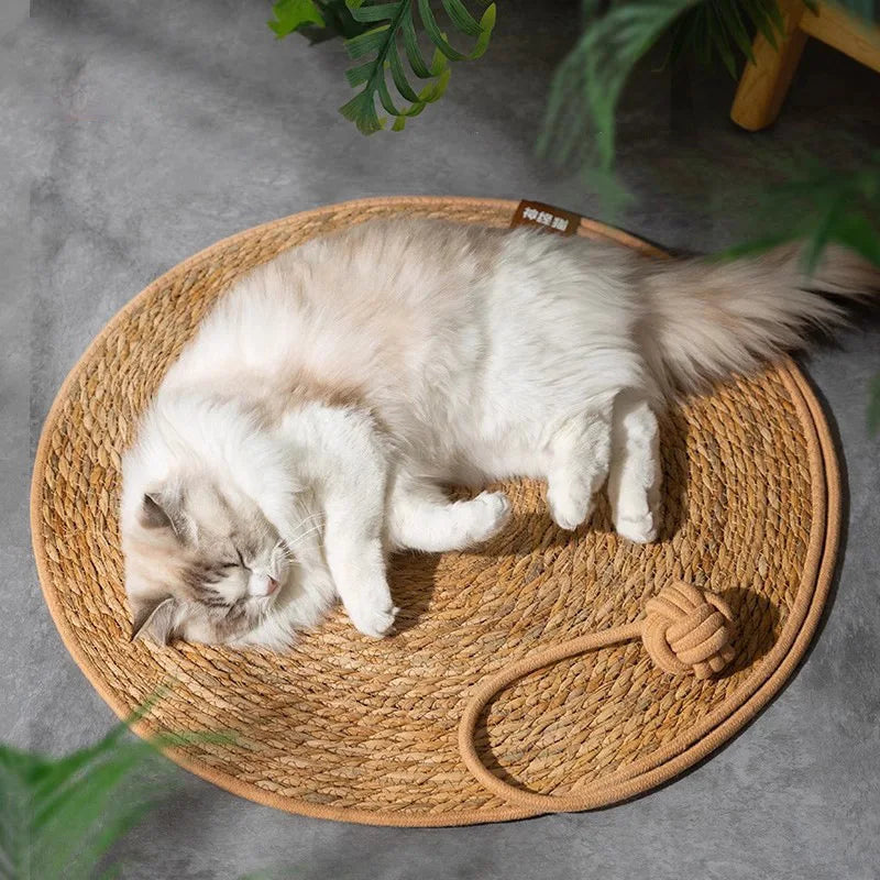 Natural Rattan Cat Scratching Mat – Durable Furniture Protector & Cooling Scratch Pad for Indoor Cats