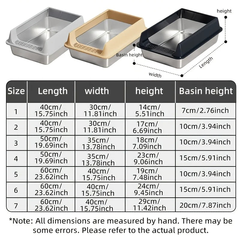 Stainless Steel Pet Toilet – Leak-Proof Metal Litter Tray with Removable Splash Guard