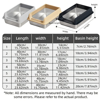 Stainless Steel Pet Toilet – Leak-Proof Metal Litter Tray with Removable Splash Guard