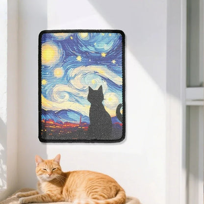 Wall-Mounted "Oil Painting" Cat Scratcher – Natural Sisal Scratch Mat for Indoor Cats & Furniture Protection